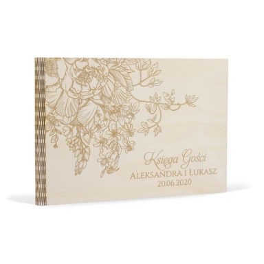 grawerowana księga gości z kwiatami