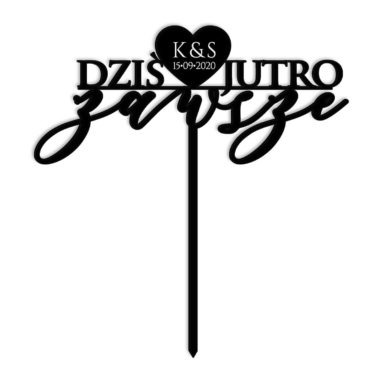 topper na tort weselny romantyczny napis czarny