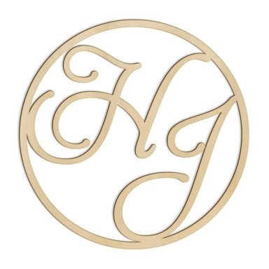 koło z inicjałami pary młodej