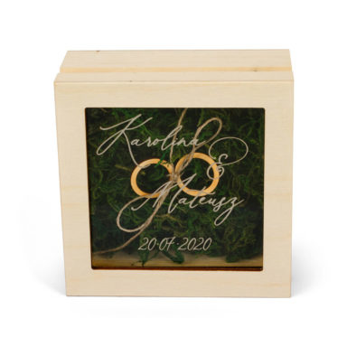 pudełko na obrączki ślubne z grawerem