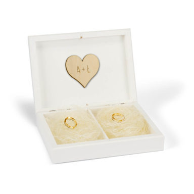 skrzynka na obrączki ślubne biała