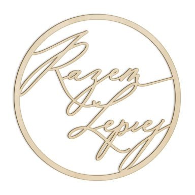 napis weselny koło razem lepiej drewniany wycinany