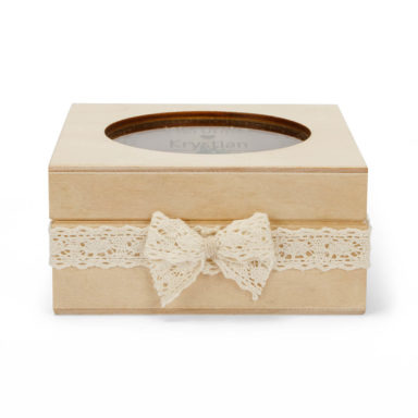 pudełko na obrączki drewniane z koronką