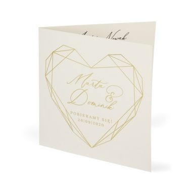 zaproszenie ślub serce złocenie napisy ozdobne czcionki