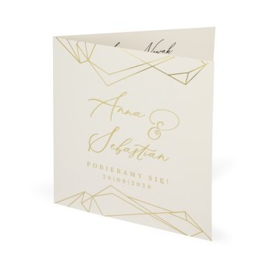 zaproszenie na ślub złocenie wzór geometryczny