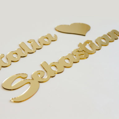 napis weselny złote lustro