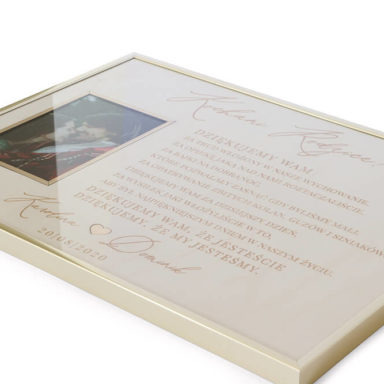 podziękowanie dla rodziców w ramie drewniane