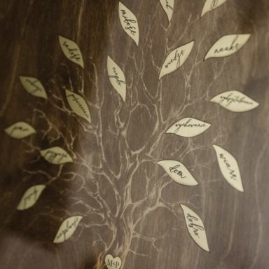 podziękowanie dla rodziców wesele drzewo grawerowane liście