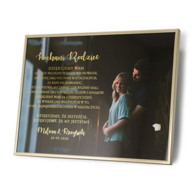 rama metalowa złota zdjęcie podziękowanie dla rodziców