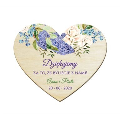 Magnesy serce z kwiatami Bzu