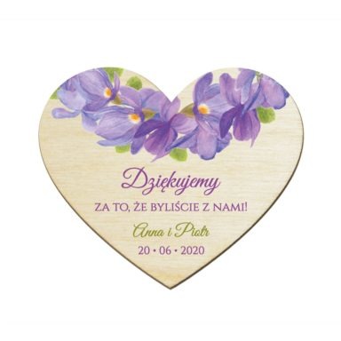 Magnesy serce z Fiołkami