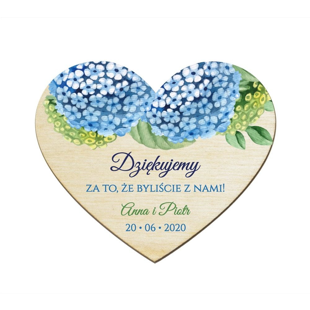 Magnesy serce z kwiatami Hortensji