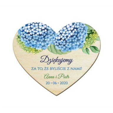 Magnesy serce z kwiatami Hortensji