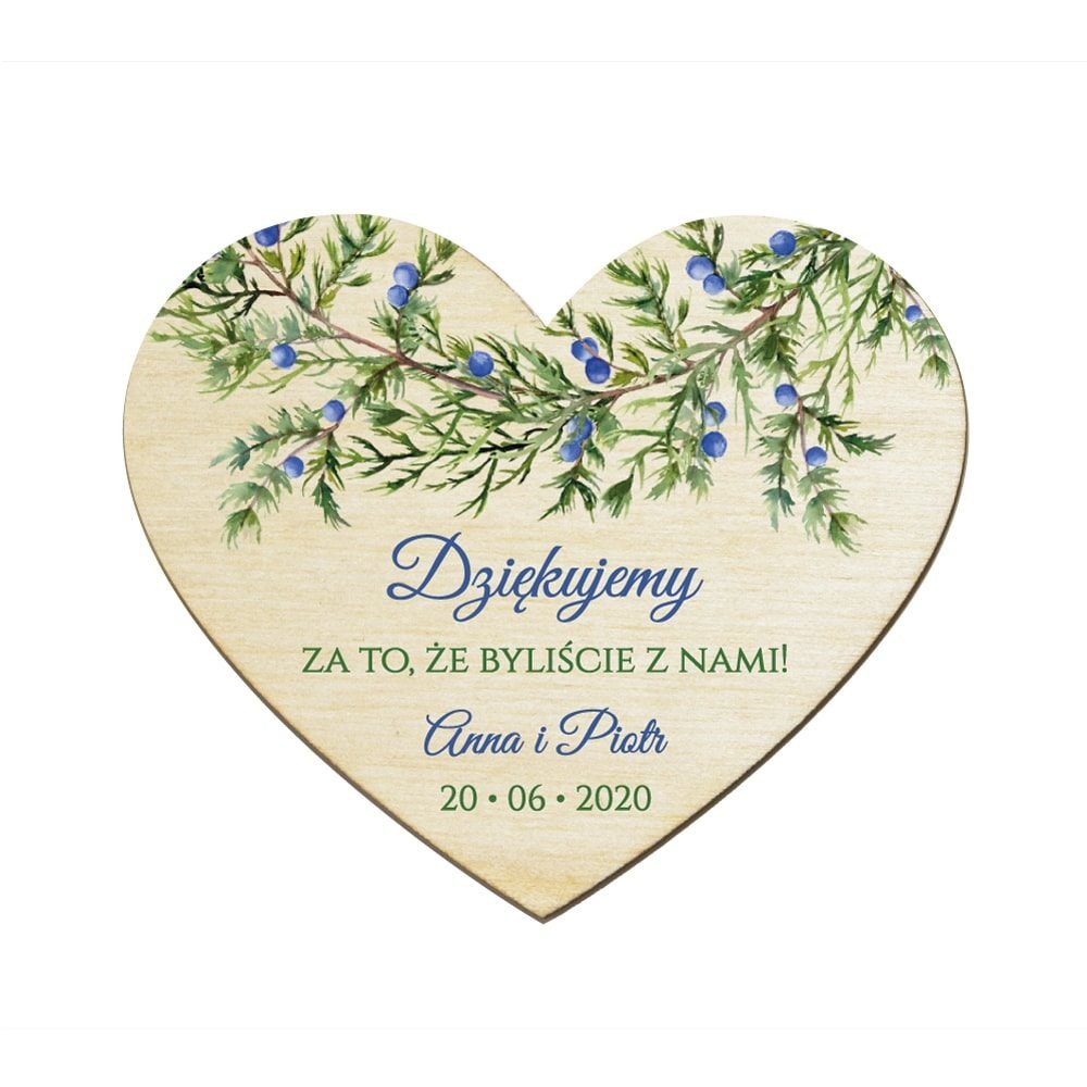 Magnesy serce z gałązkami jałowca