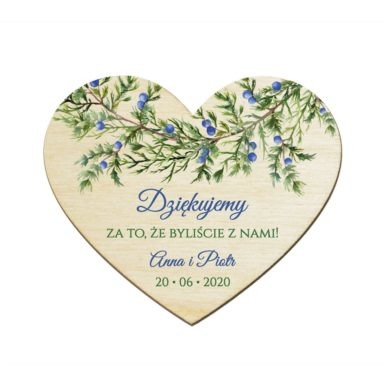 Magnesy serce z gałązkami jałowca