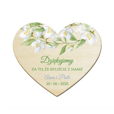 Magnesy serce z kwiatami jaśminu