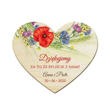 Magnesy serce z kwiatami Polnymi