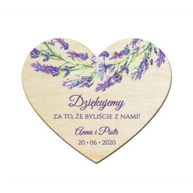 Magnesy serce z kwiatami Lawendy