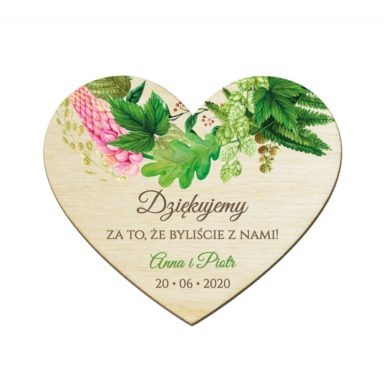 Magnesy serce z kwiatami Łubinu i Paprocią