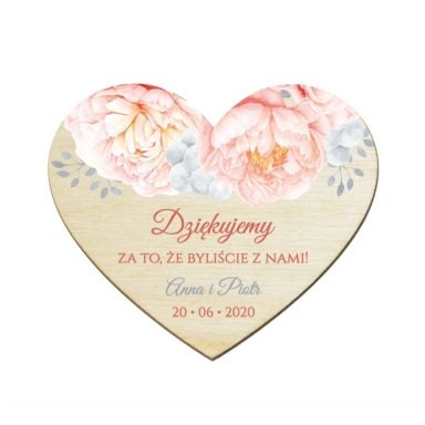 Magnesy serce z kwiatami Piwonii w10
