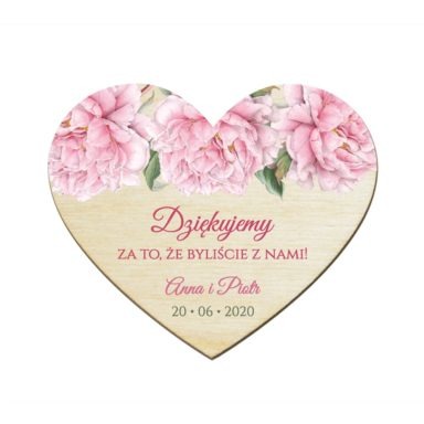 Magnesy serce z kwiatami Piwonii w3