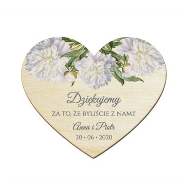 Magnesy serce z kwiatami Piwonii w4