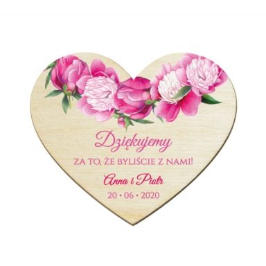 Magnesy serce z kwiatami Piwonii w6