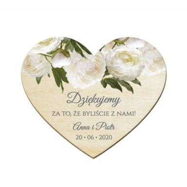 Magnesy serce z kwiatami Piwonii w8