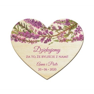 Magnesy serce z kwiatami Wrzosu