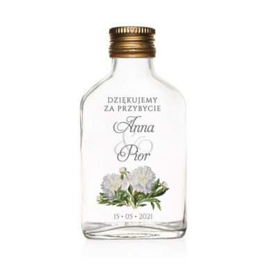 Butelki weselne z nadrukiem kwiatów piwonii w4