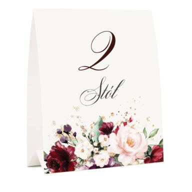Numer na stół bordowe kwiaty