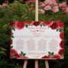Plan stołow weselnych z nadrukiem czerwonych róż