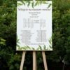 Plan stołów weselnych z nadrukiem liści eukaliptusa