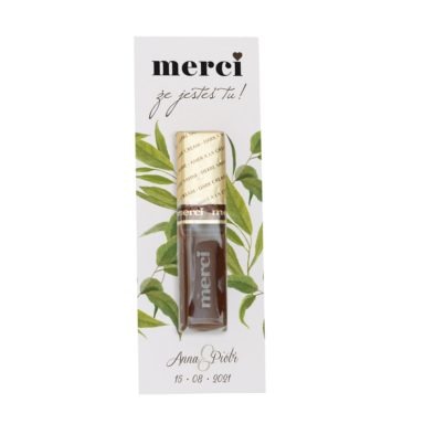 podziękowanie merci z nadrukiem liści eukaliptusa