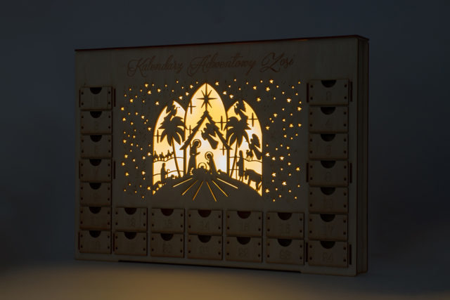 Kalendarz adwentowy lampka led podświetlany dekoracja świąteczna ozdoba