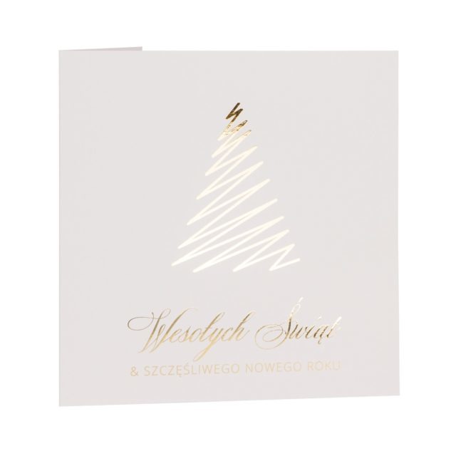 Kartka świąteczna biznesowa biała ze złoceniem