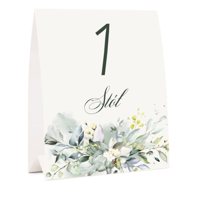 Numer na stół weselny z dowolnym tekstem wzór kwiatowy