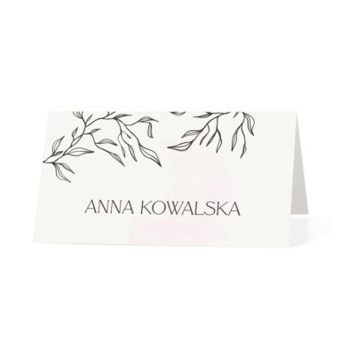 Klasyczna winietka weselna na stół z gałązkami