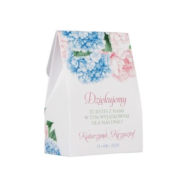 Pudełko na słodkości z kwiatami Hortensji i Piwonii