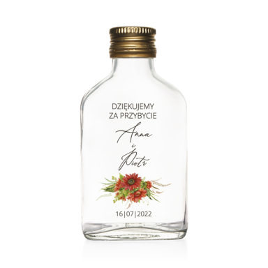 butelka szklana 100ml ze złotym korkiem z motywem autumn