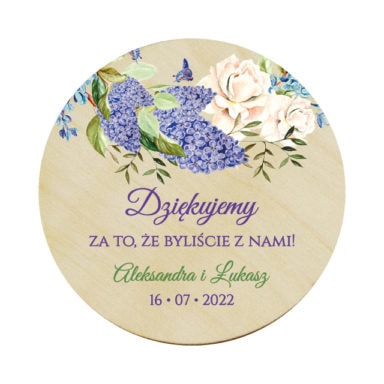 Magnes koło z kwiatami Bzu