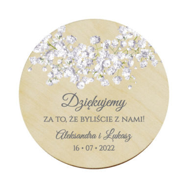 Magnes koło z kwiatami Gipsówki