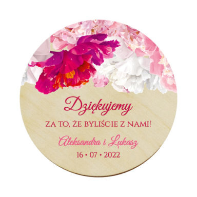Magnes koło z kwiatami Piwonii