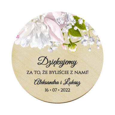Magnes koło z kwiatami Piwonii w13