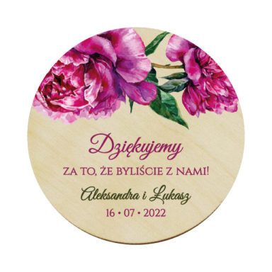 Magnes koło z kwiatami Piwonii w14