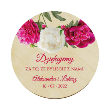 Magnes koło z kwiatami Piwonii w7