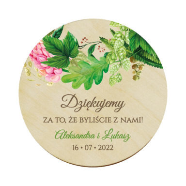 Magnes koło z kwiatami łubinu i paprocią