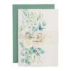 zaproszenia ślubne w folderze z grafiką białych kwiatów i eukaliptusa