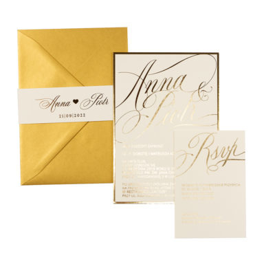 Zaproszenia ślubne Simple Shine Metallic Gold