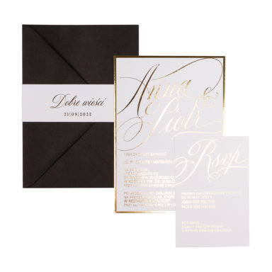 Zaproszenia ślubne Simple Shine Nero